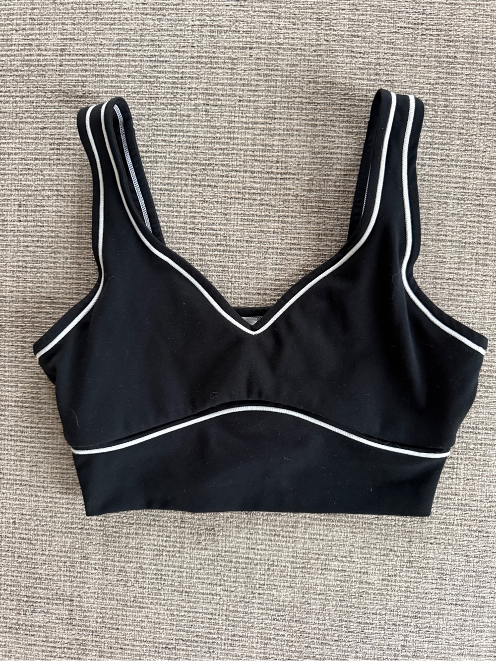 Black Piped Longline Sports Bra Size Small